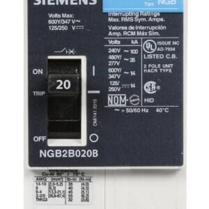 NGB2B020B - Siemens - Molded Case Circuit Breaker