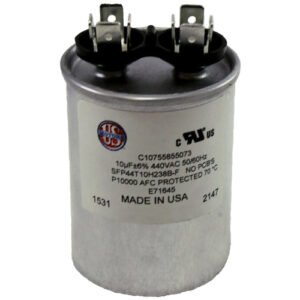 10R440 US Motor Run Capacitor (10MFD, 440V, Round Style, 50/60 Hz)